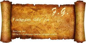 Fadgyas Géza névjegykártya